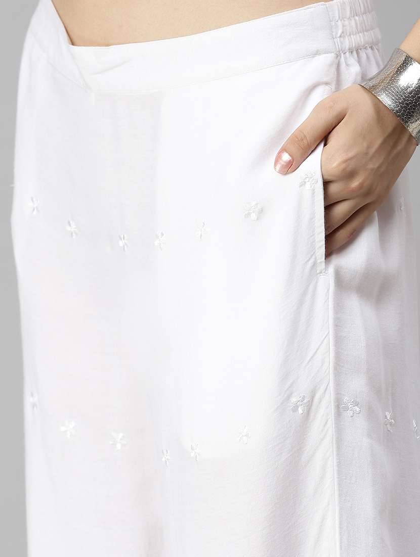 women tonal embroidered straight palazzo - 18478977 -  Standard Image - 4