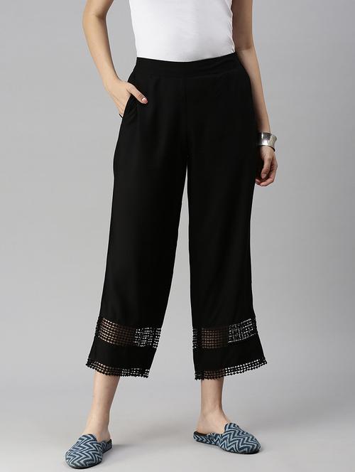 women hem lace detailed solid straight palazzo - 18478978 -  Standard Image - 0