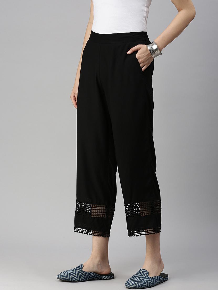 women hem lace detailed solid straight palazzo - 18478978 -  Standard Image - 1