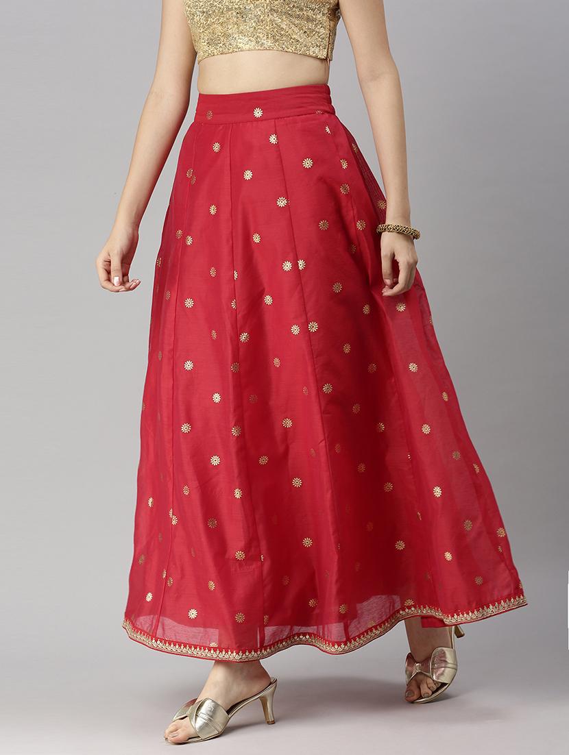 foil printed flared skirt - 18478988 - Standard Image - 1