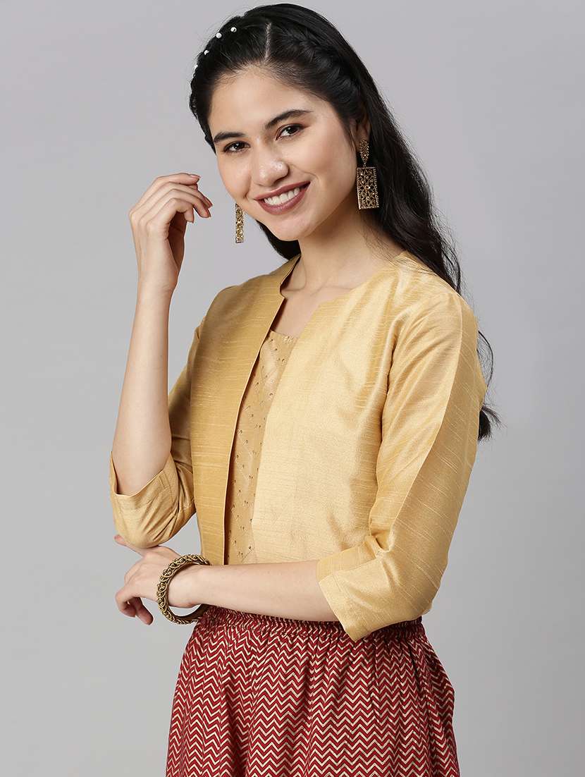 solid gold polyester jacket - 18479129 -  Standard Image - 1