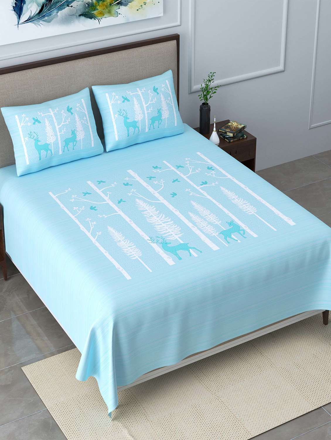 easygoods 320 tc king size bedsheet with 2 pillow covers | burberry