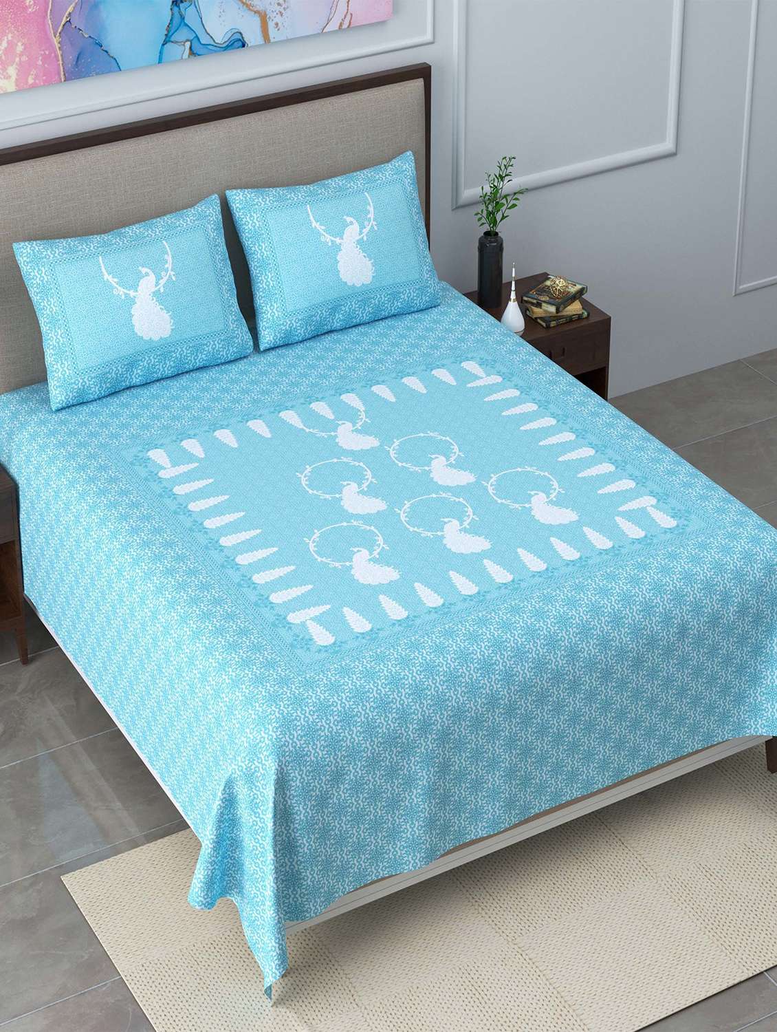 easygoods 320 tc king size bedsheet with 2 pillow covers | burberry