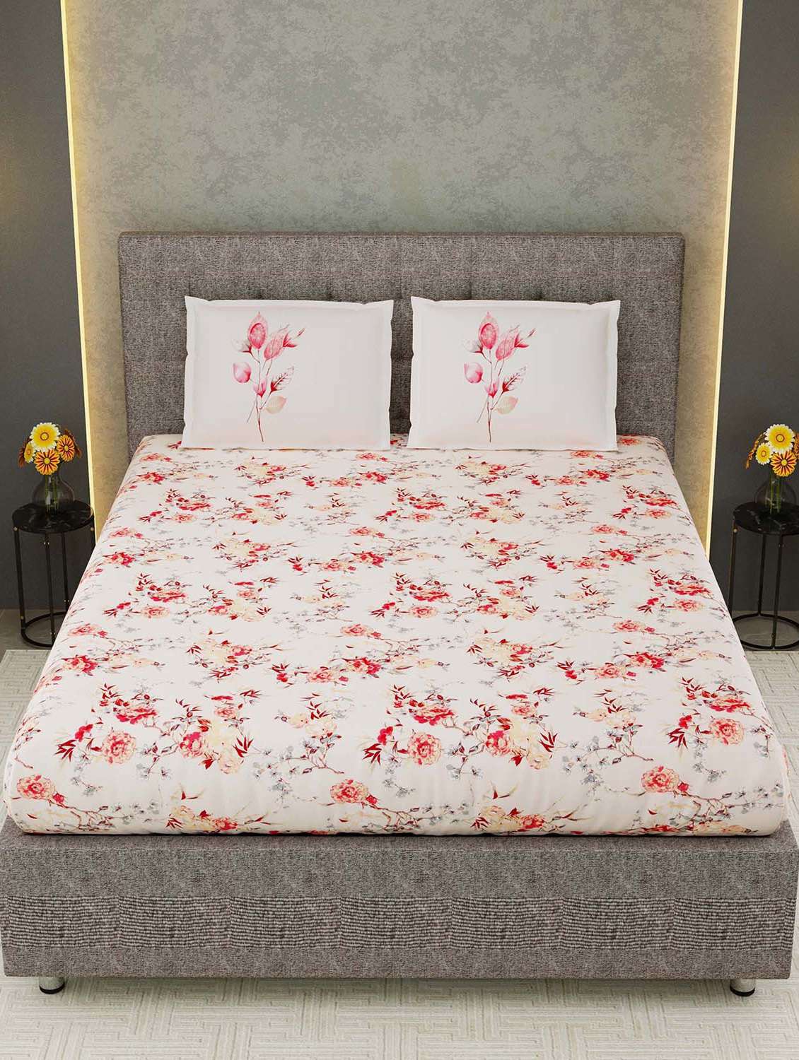 easygoods 320 tc king size bedsheet with 2 pillow covers | daisy