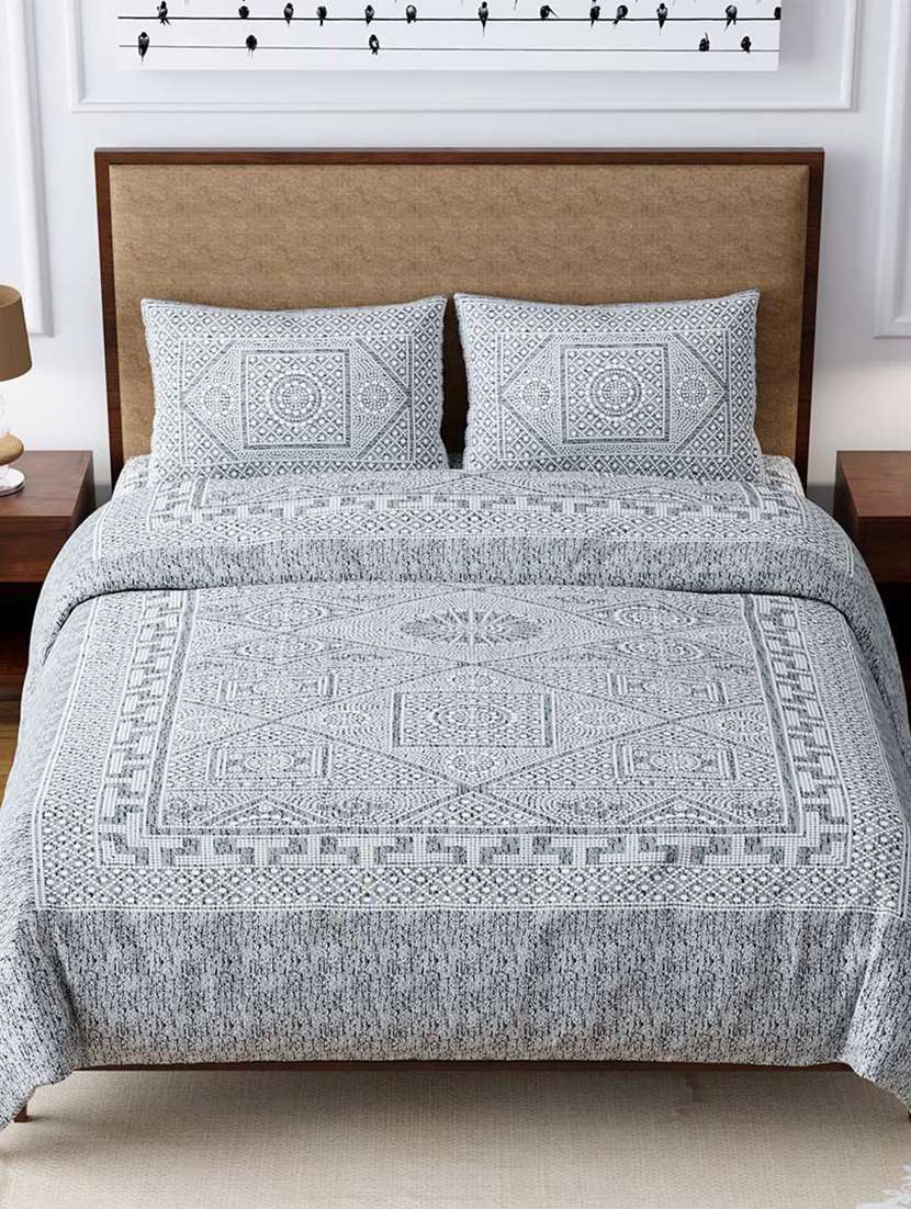 easygoods 240 tc queen bedsheet with 2 pillow covers | monarch