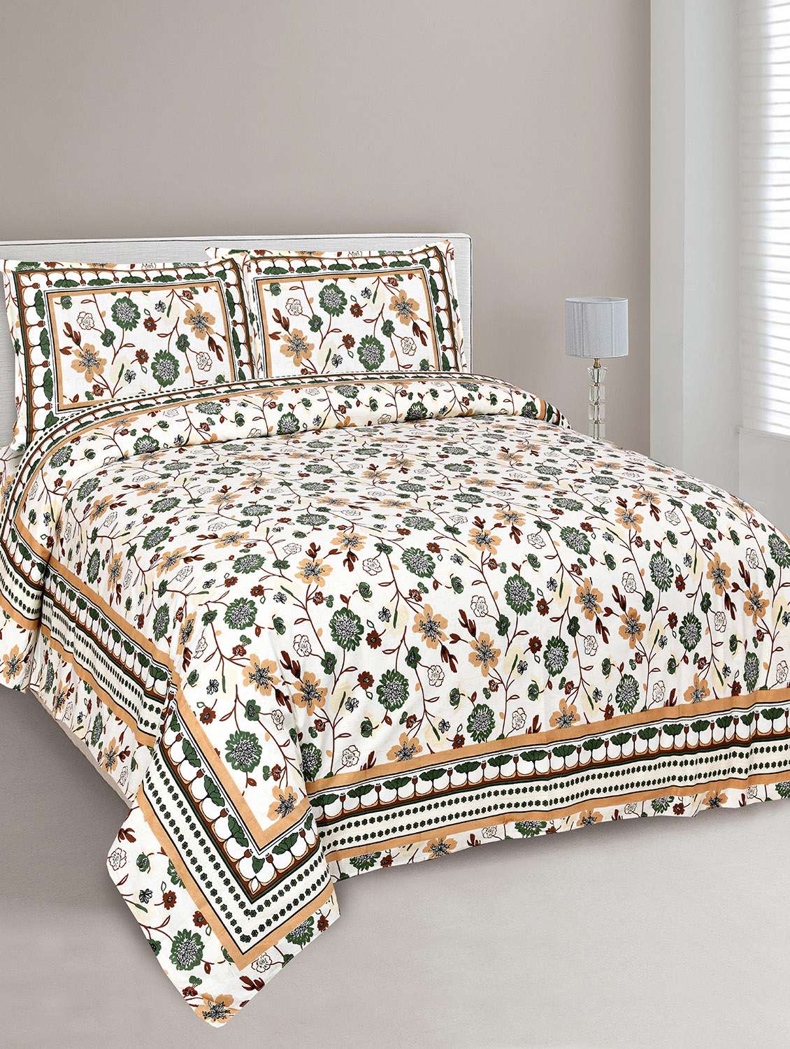 easygoods 240 tc queen bedsheet with 2 pillow covers | monarch