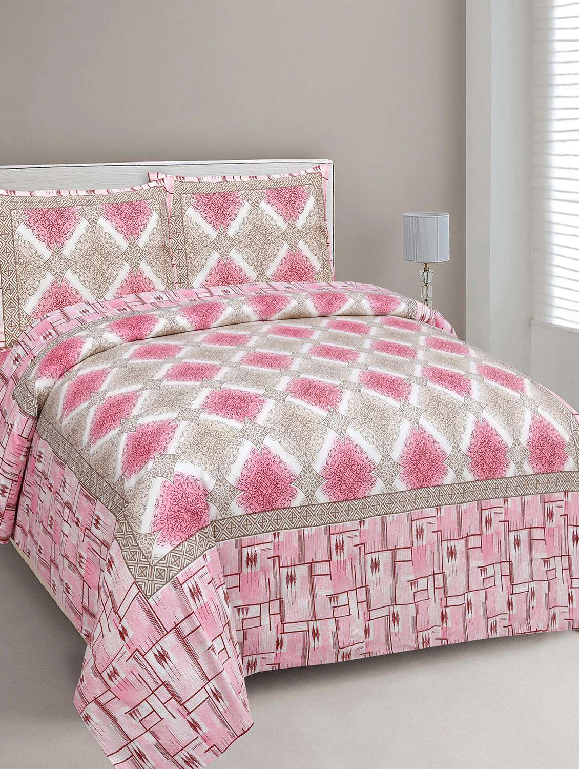 easygoods 240 tc queen bedsheet with 2 pillow covers | monarch