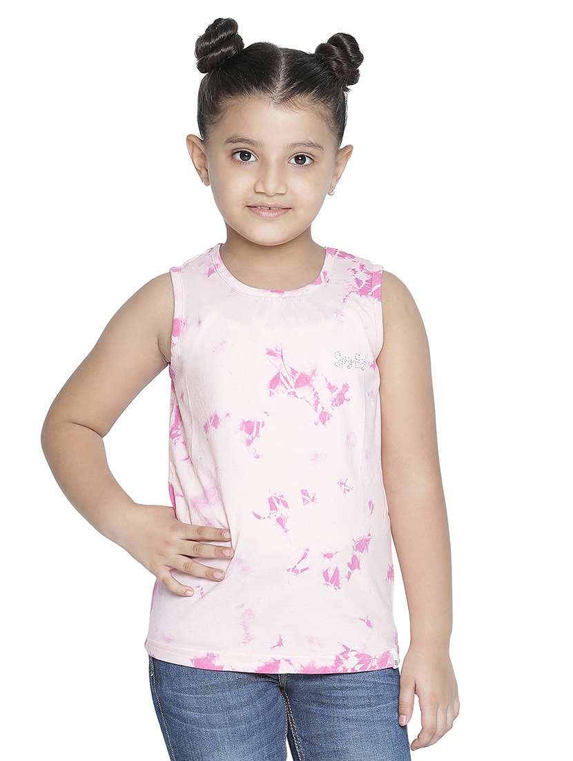 girls pink tie & dye top 