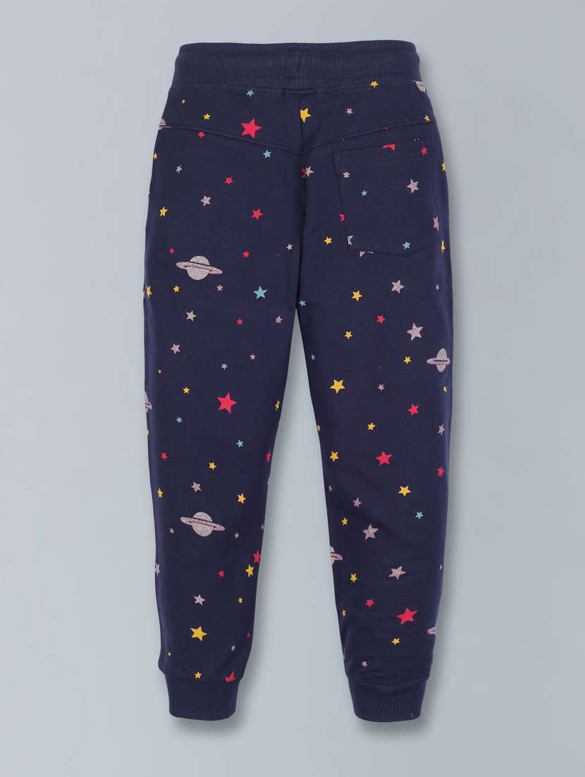 girls navy blue printed jogger  - 18479439 -  Standard Image - 1