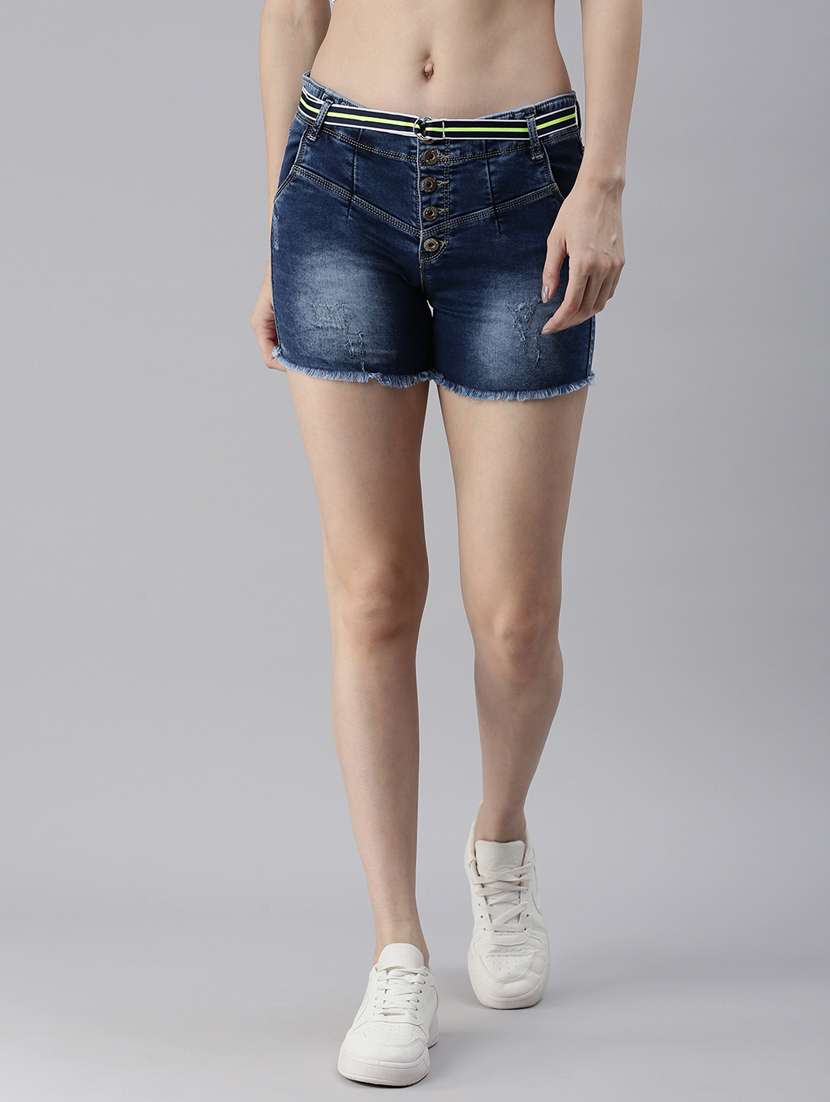 low rise washed shorts 