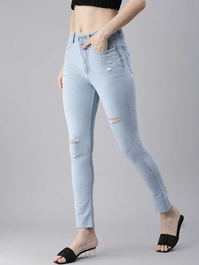 women's distress slim fit jeans - 18479593 - Standard Image - 1