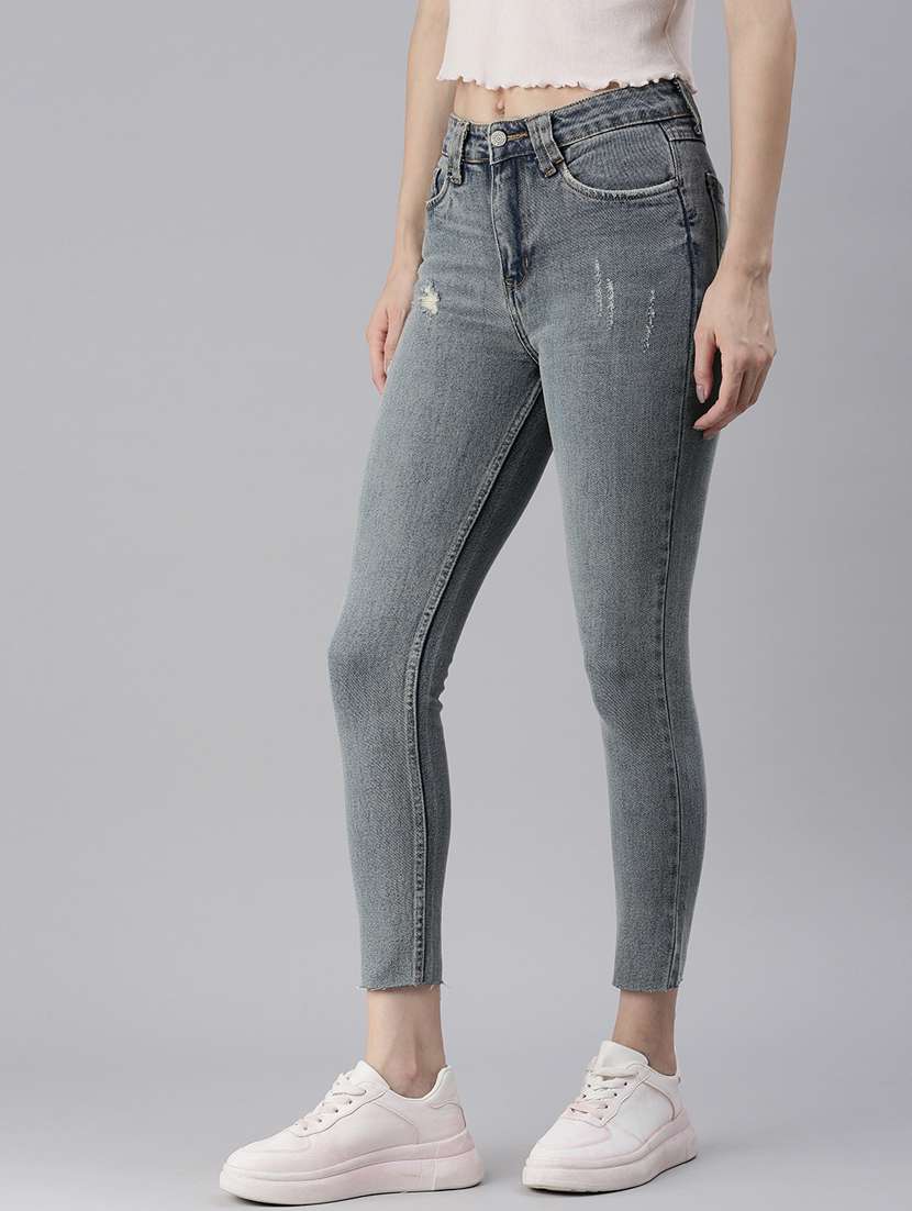 women's distress skinny fit jeans - 18479597 - Standard Image - 1