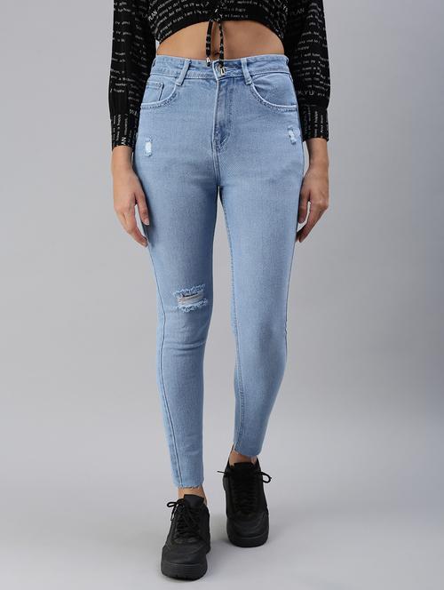 women's distress slim fit jeans - 18479605 - Standard Image - 0
