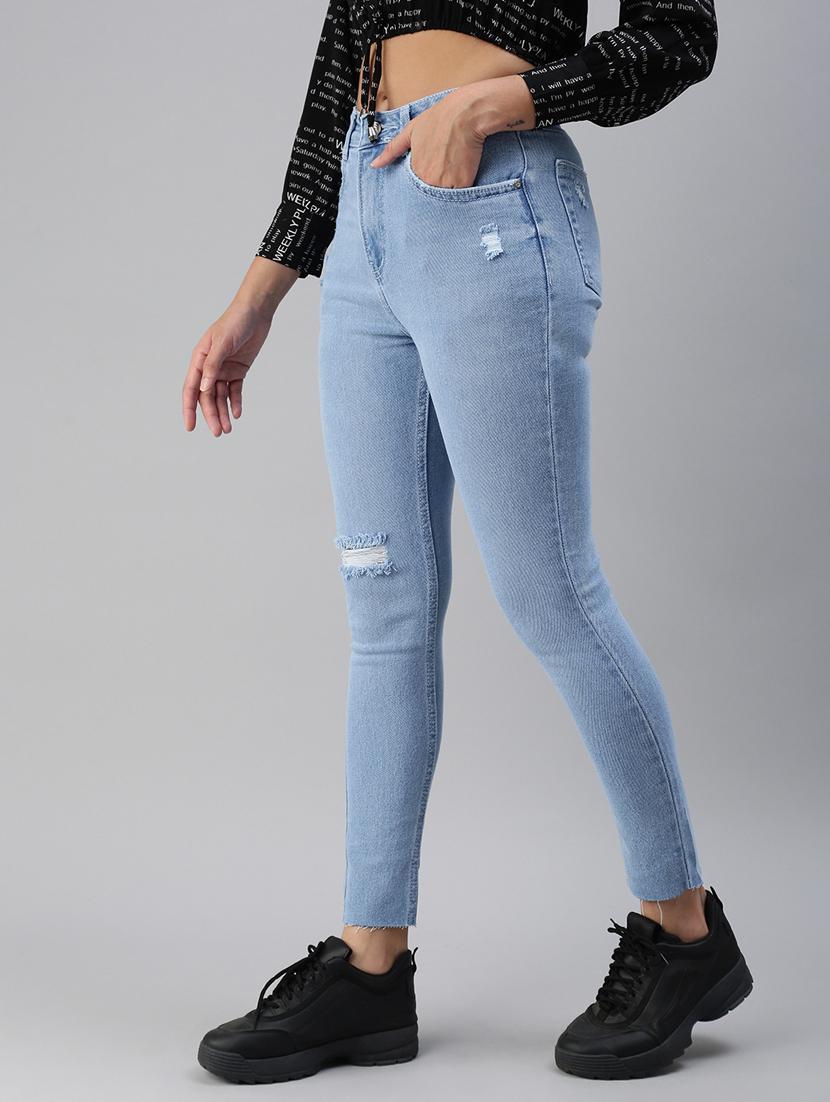 women's distress slim fit jeans - 18479605 - Standard Image - 1
