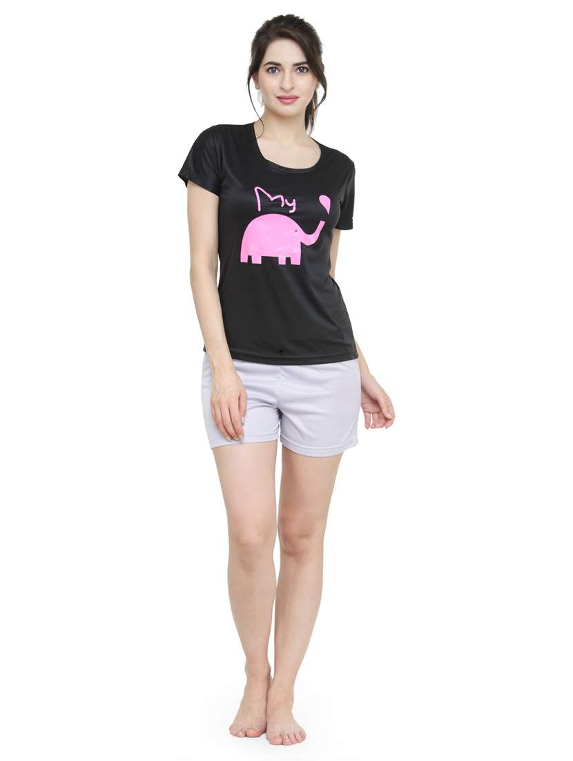 quirky printed nightwear shorts set 