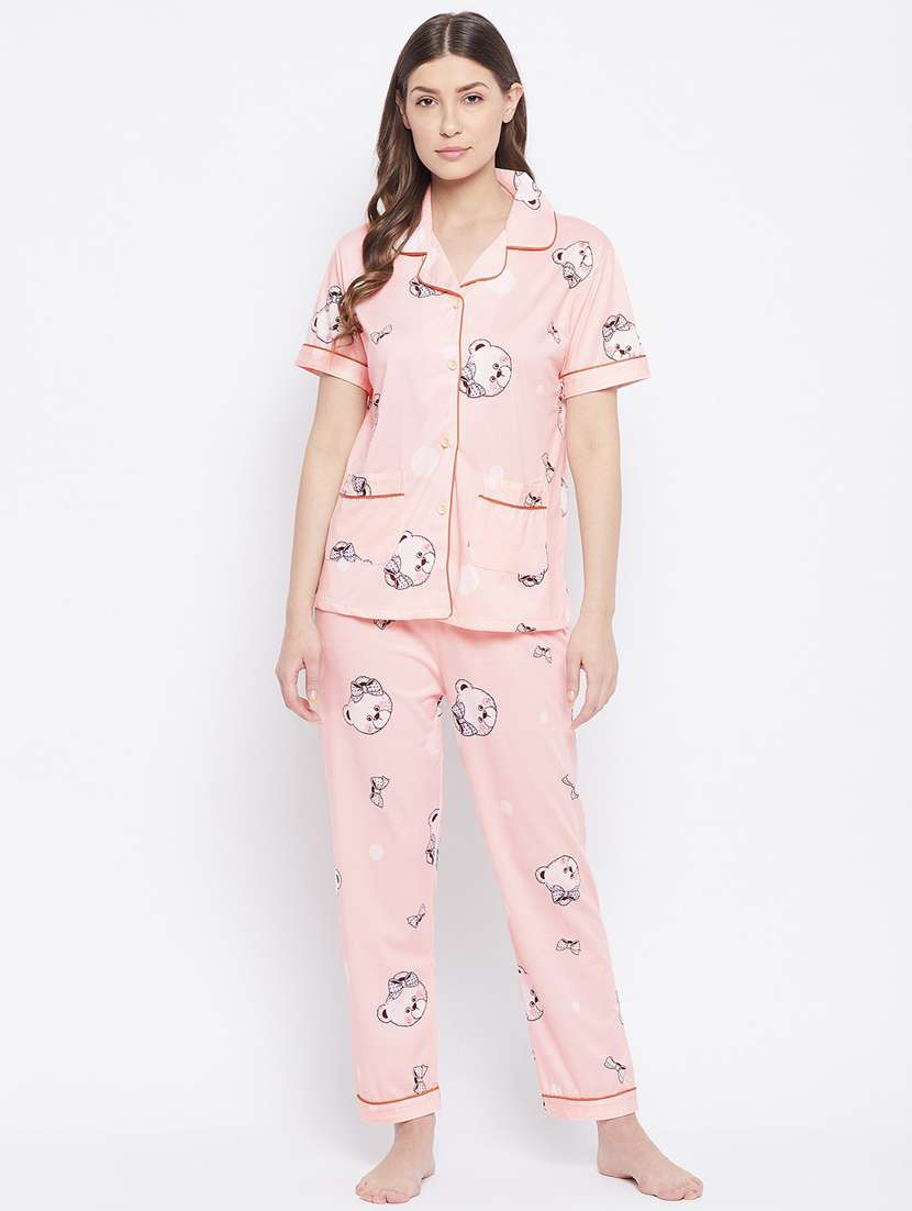 quirky printed nightwear pajama set - 18479717 - Standard Image - 1