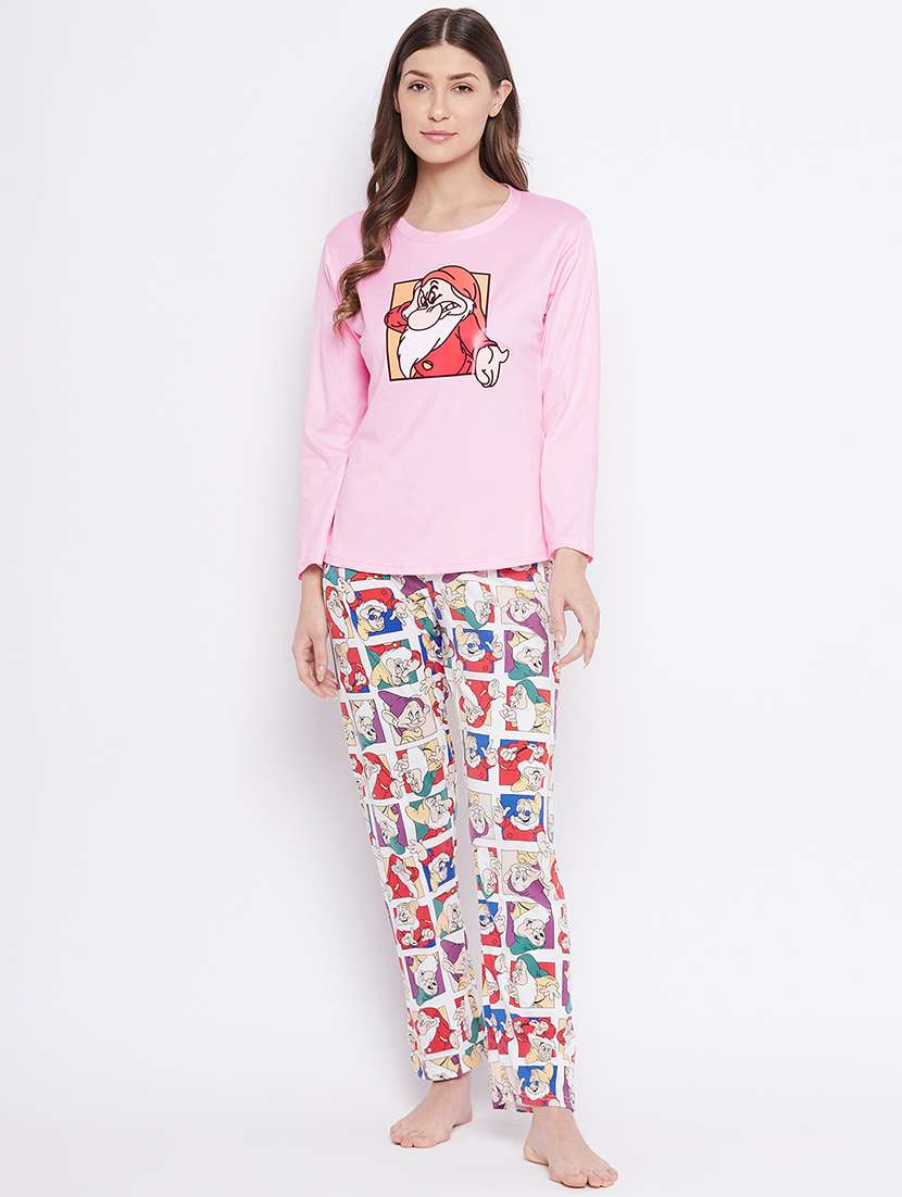 round neck printed nightwear pyjama set 