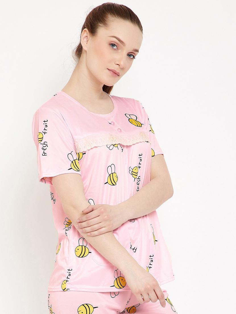 quirky printed nightwear shorts set - 18479753 - Standard Image - 1