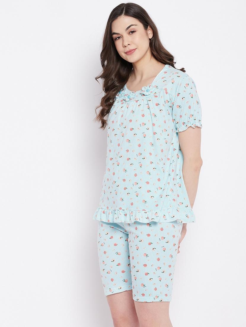 quirky printed nightwear shorts set - 18479754 - Standard Image - 1