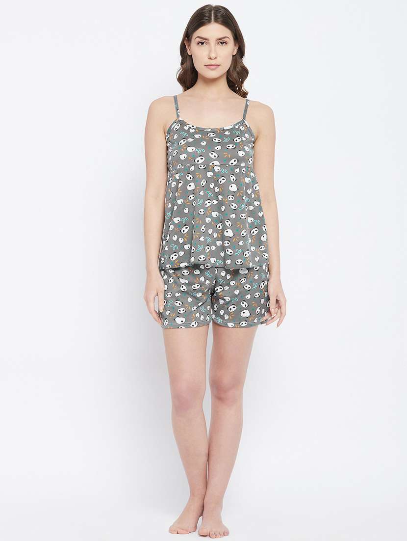 cami neck printed nightwear shorts set  - 18479758 -  Standard Image - 1