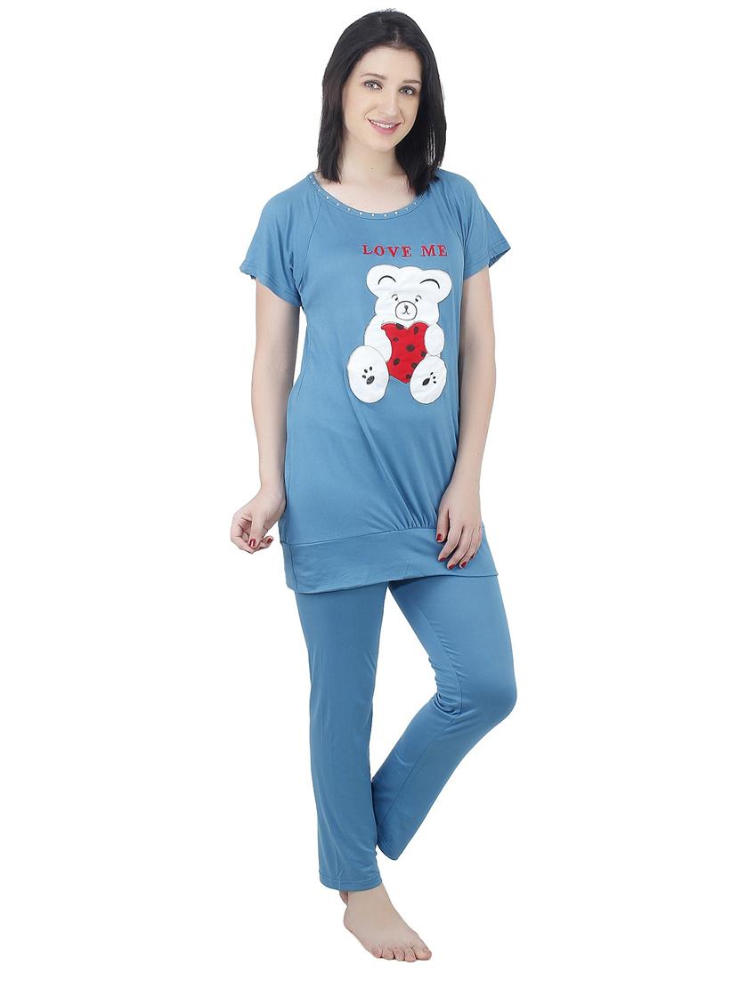 quirky printed nightwear pajama set - 18479775 - Standard Image - 1