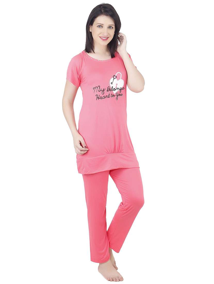 quirky printed nightwear pajama set - 18479779 - Standard Image - 1