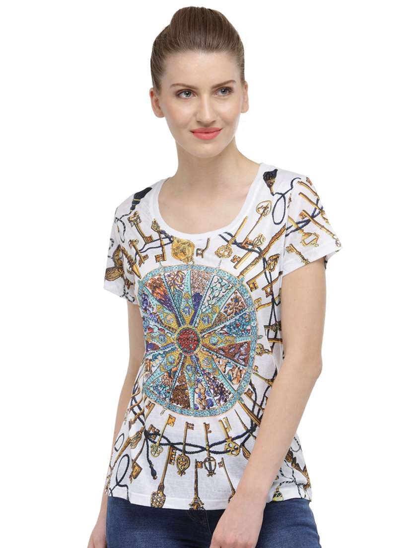 women's all over print round neck t-shirt