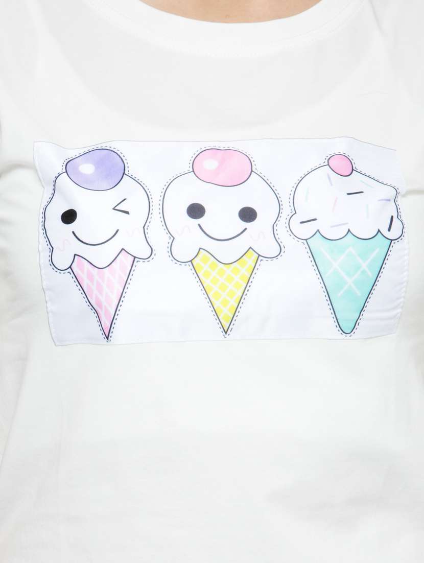 women's chest print round neck t-shirt - 18479819 -  Standard Image - 4
