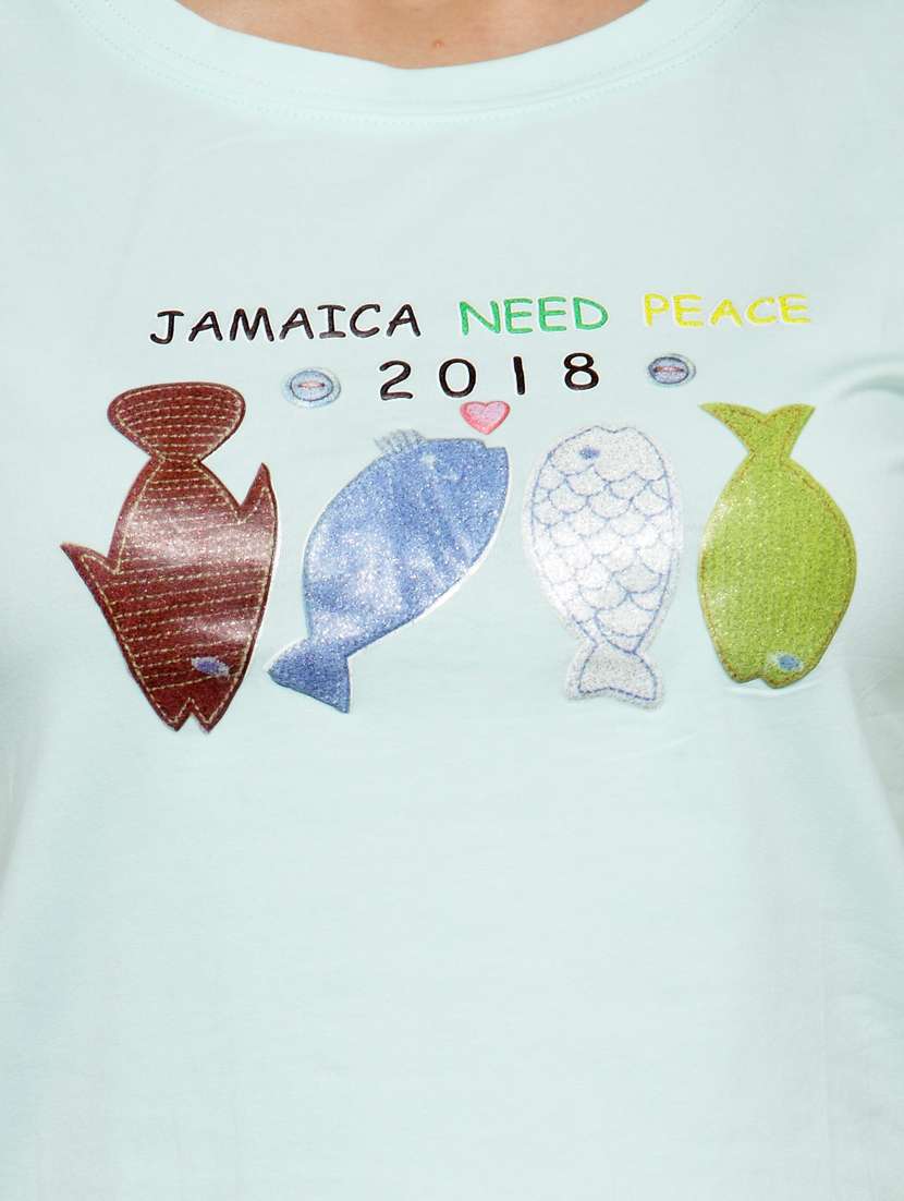 women's chest print round neck t-shirt - 18479829 -  Standard Image - 4