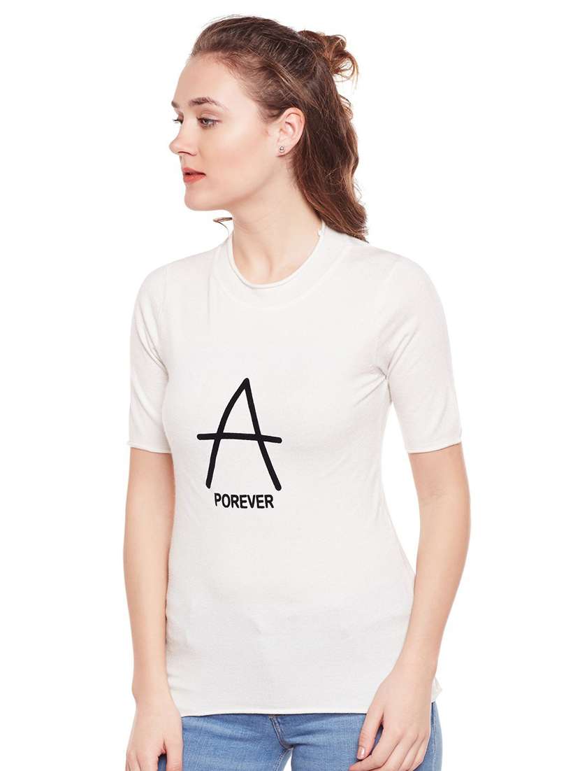 women's front print round neck t-shirt - 18479835 -  Standard Image - 1