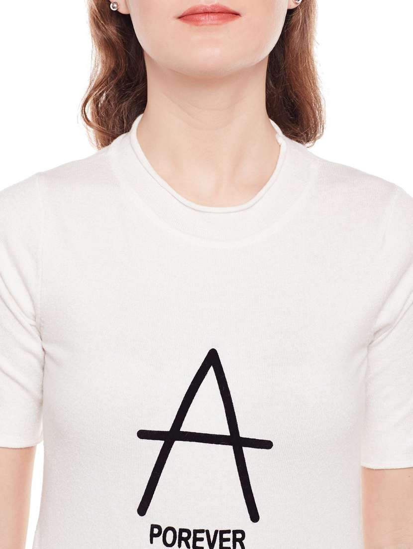 women's front print round neck t-shirt - 18479835 -  Standard Image - 4