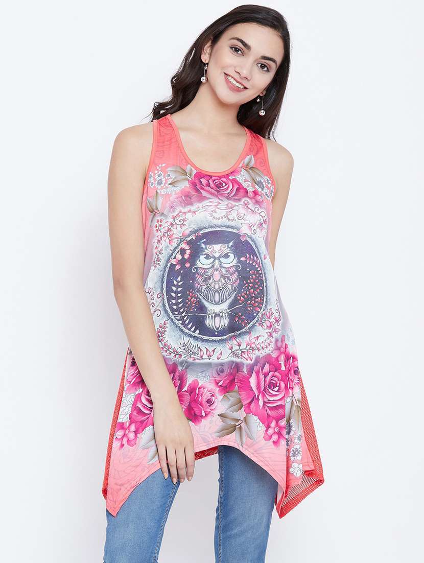 women's asymmetric round neck top