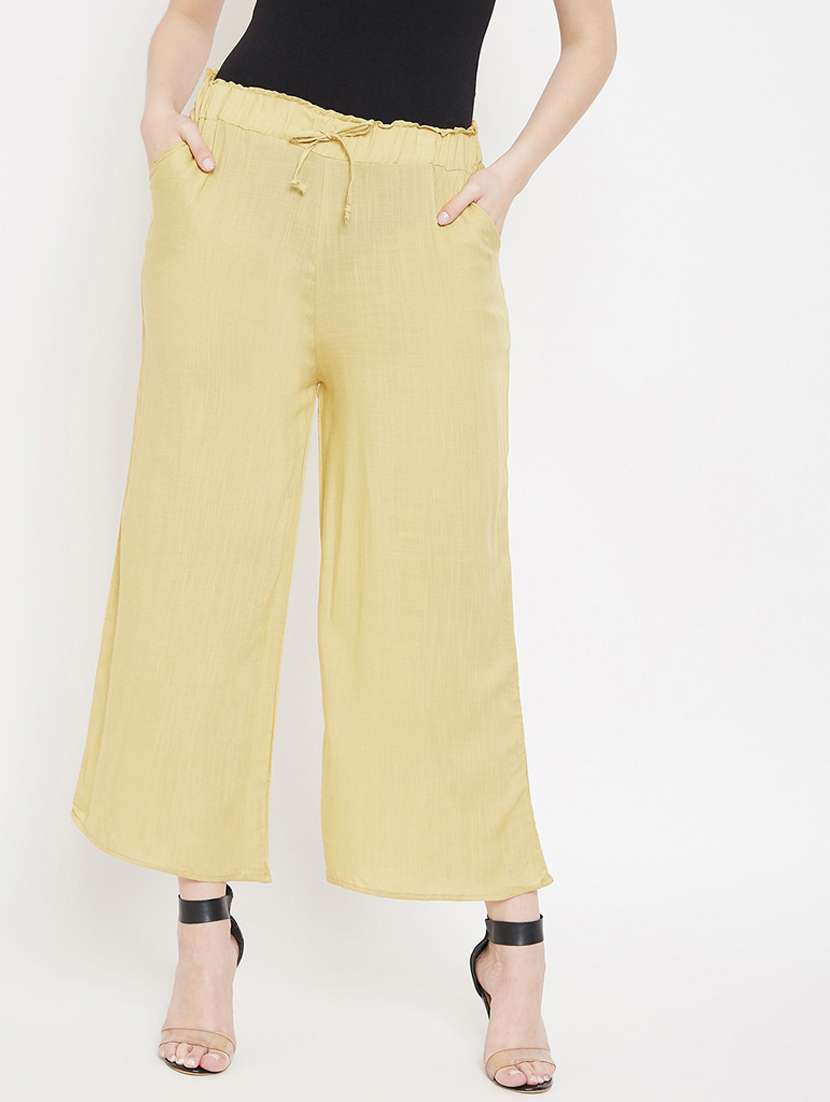 drawstring waist solid palazzo 