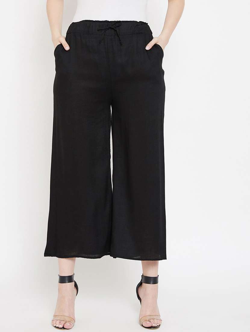 drawstring waist solid palazzo 