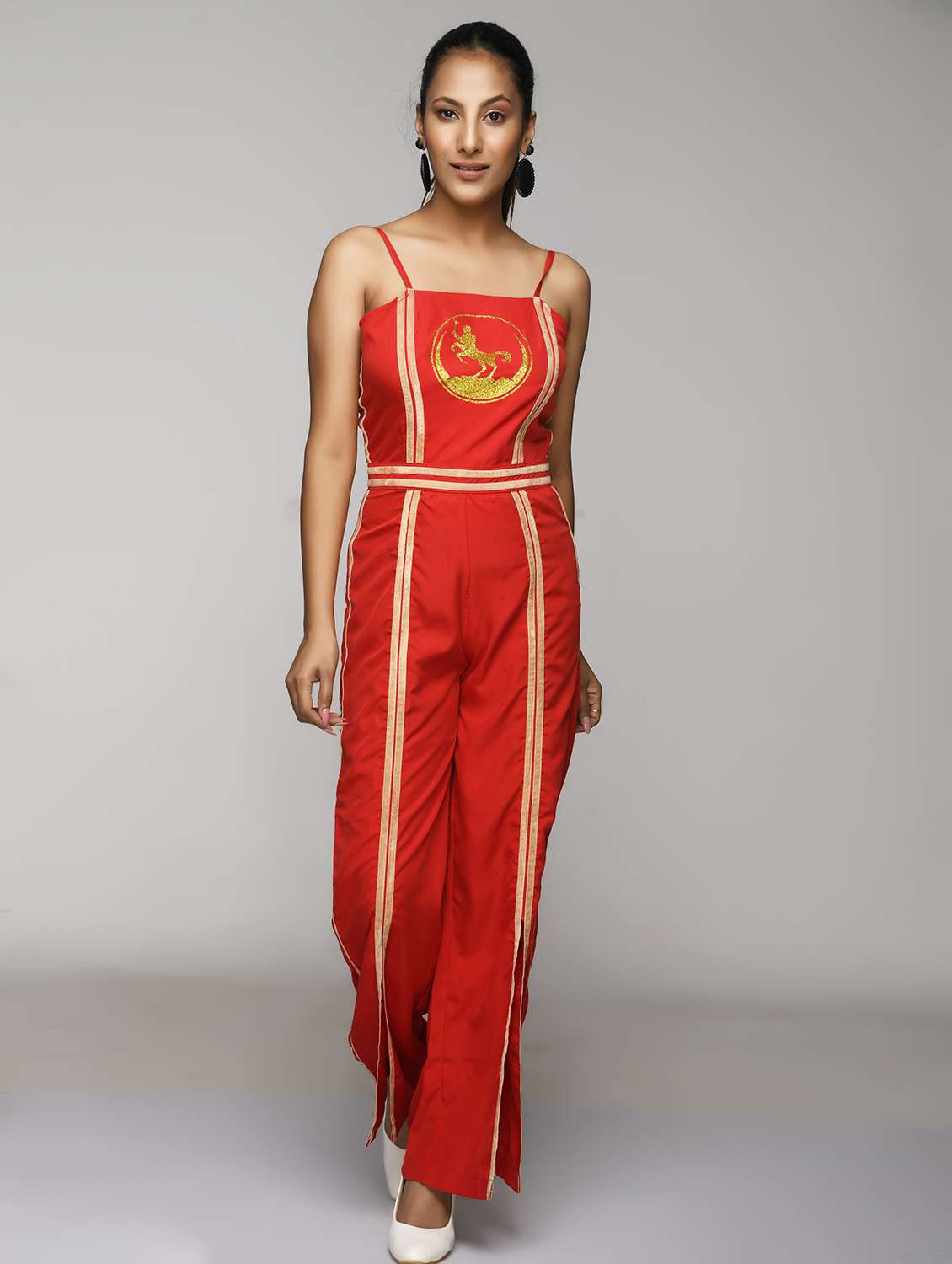 cami neck contrast detail jumpsuit 