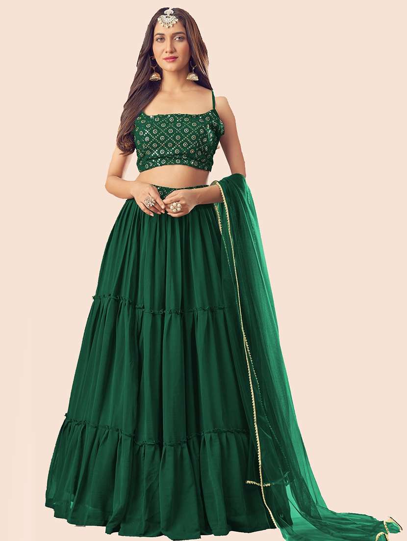 embroidered semi-stitched lehenga choli with dupatta
