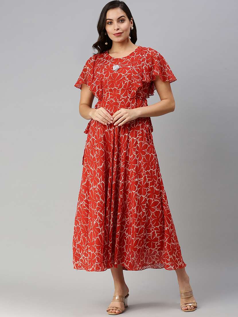 side tie knot floral fit & flare dress