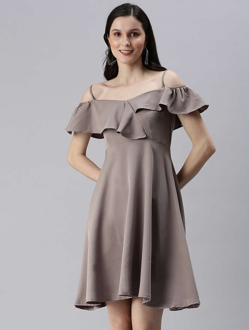 women's fit & flare solid dress