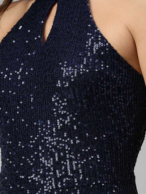 halter neck high slit bodycon dress - 18480254 -  Standard Image - 4