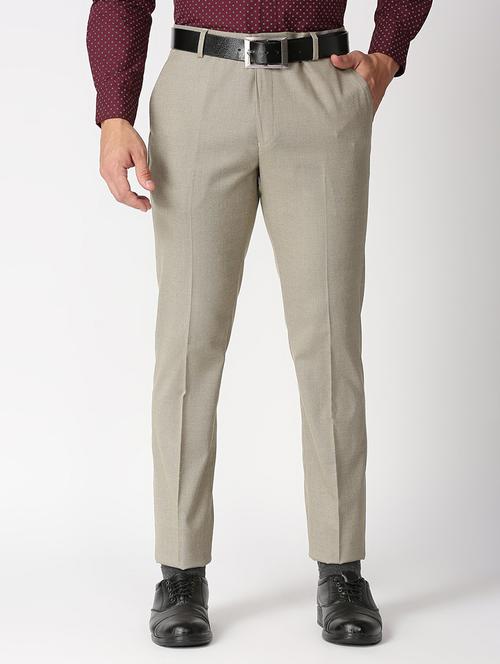 grey textured flat front formal trouser - 18480869 - Standard Image - 0