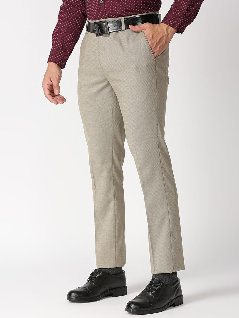 grey textured flat front formal trouser - 18480869 - Standard Image - 1
