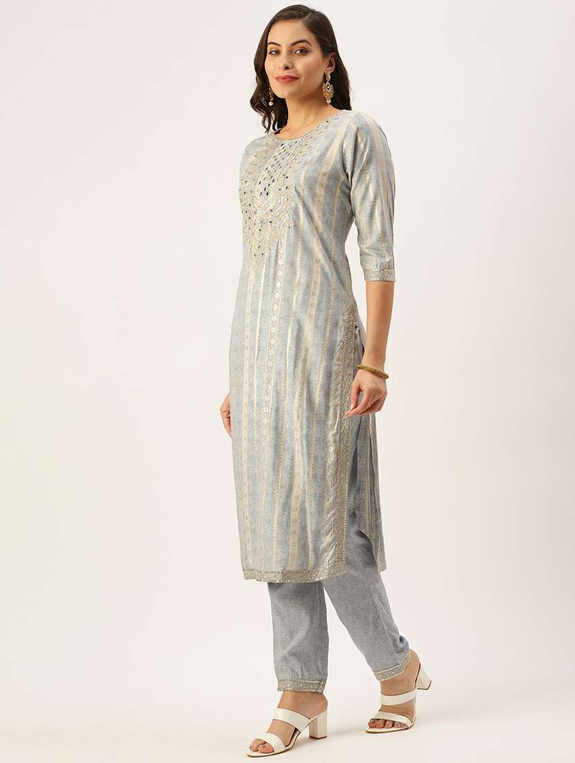 women three quarter sleeve kurta pant with dupatta set - 18480968 -  Standard Image - 1