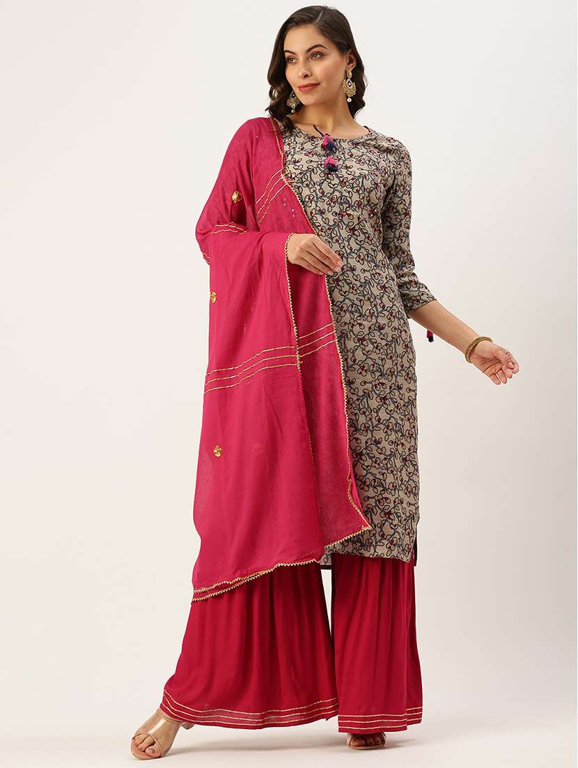 women floral kurta sharara set with dupatta