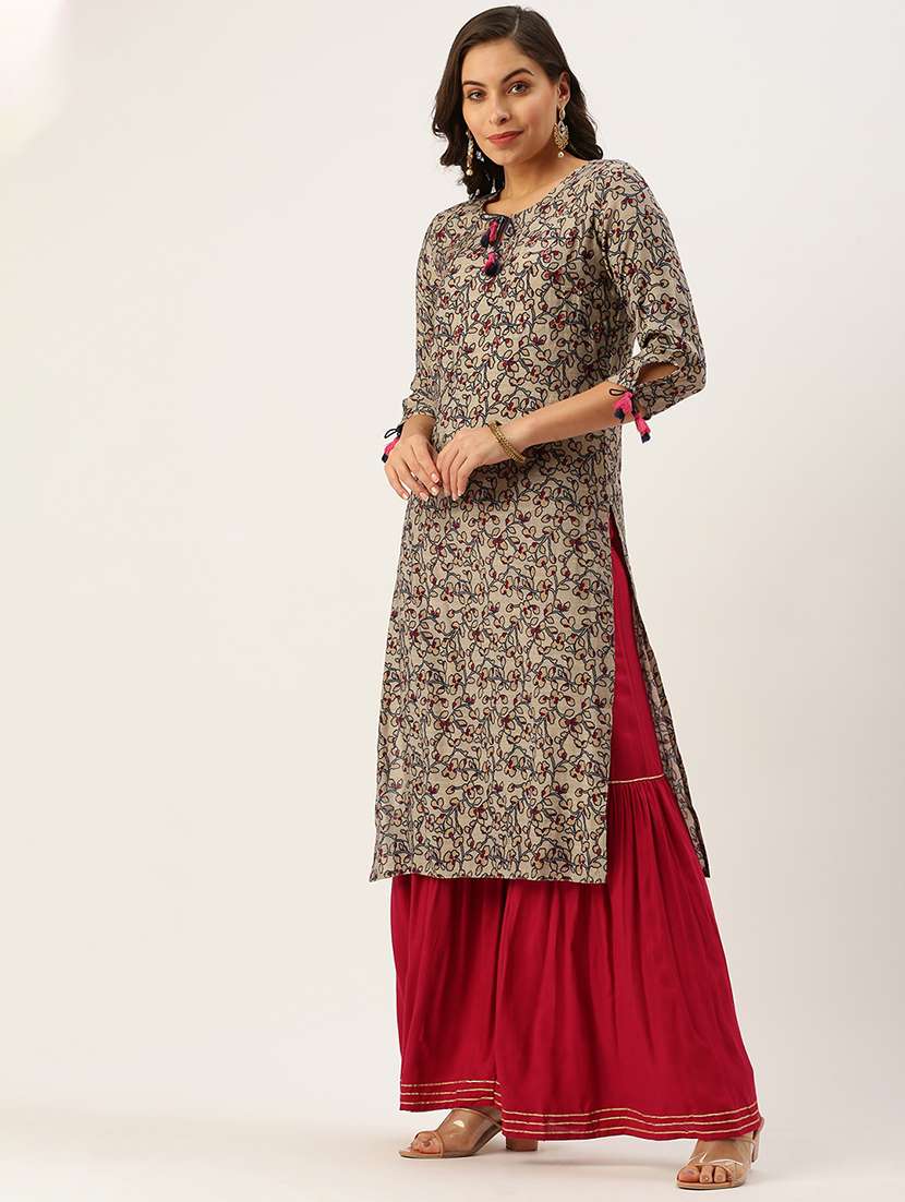 women floral kurta sharara set with dupatta - 18480970 -  Standard Image - 1