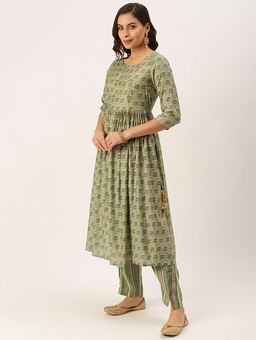 women three quarter sleeve kurta pant with dupatta set - 18480974 -  Standard Image - 1