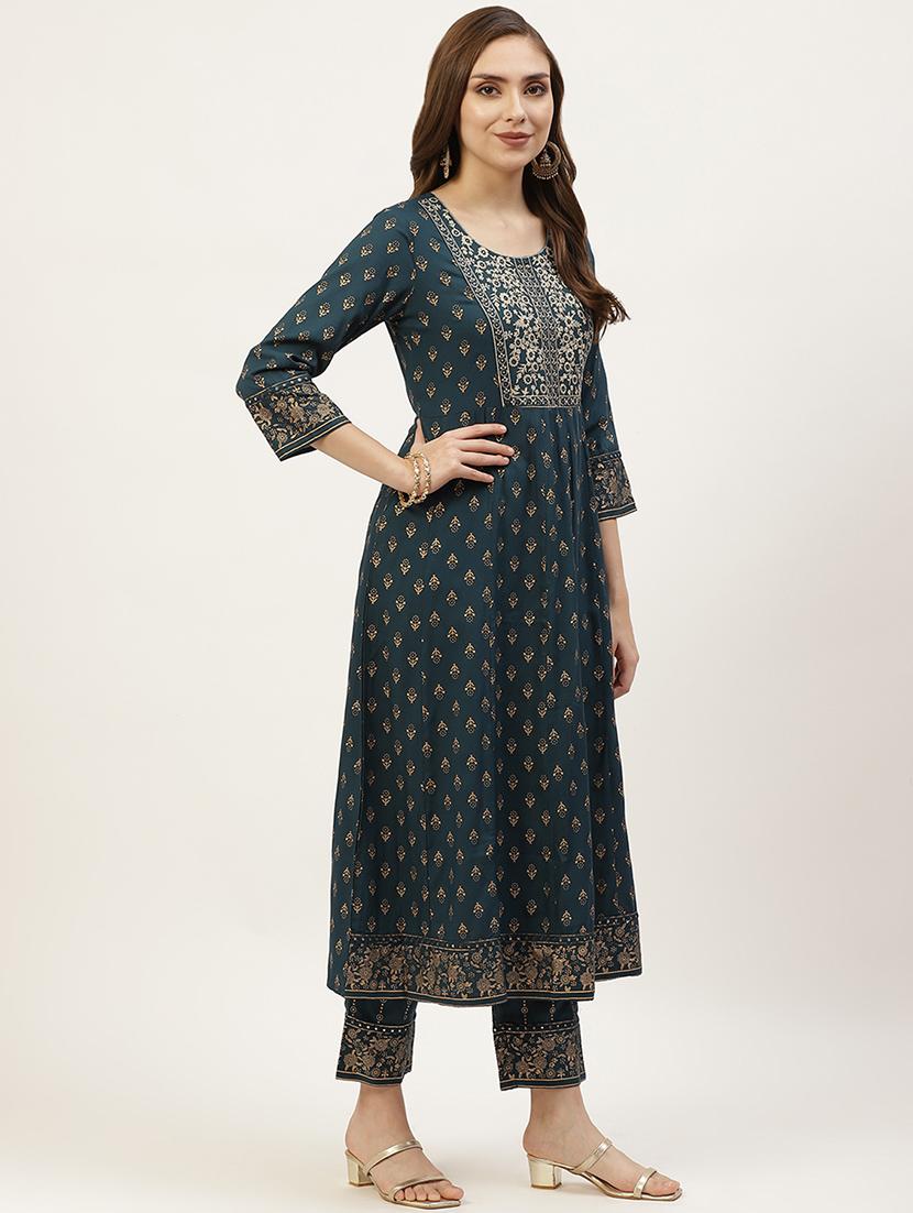 foil print kurta pant set with dupatta - 18481106 - Standard Image - 1