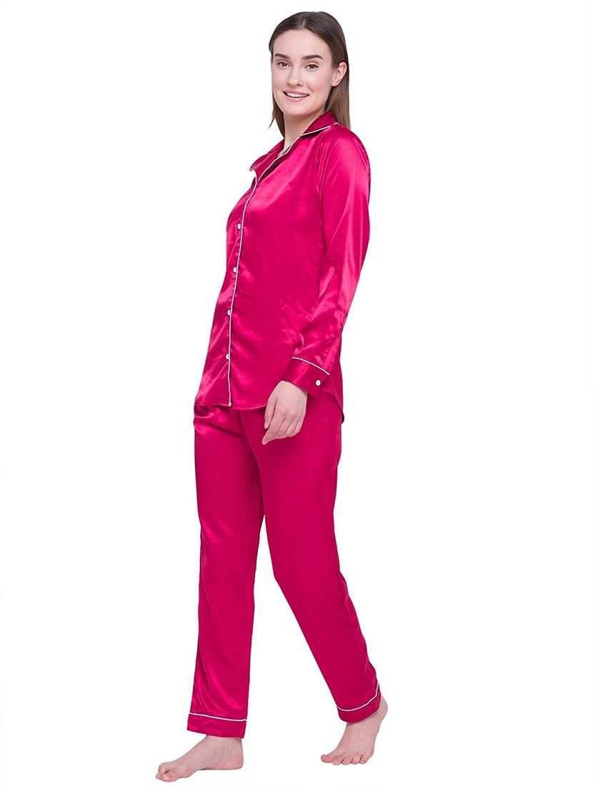 pink solid nightwear pajama set - 18481813 - Standard Image - 1