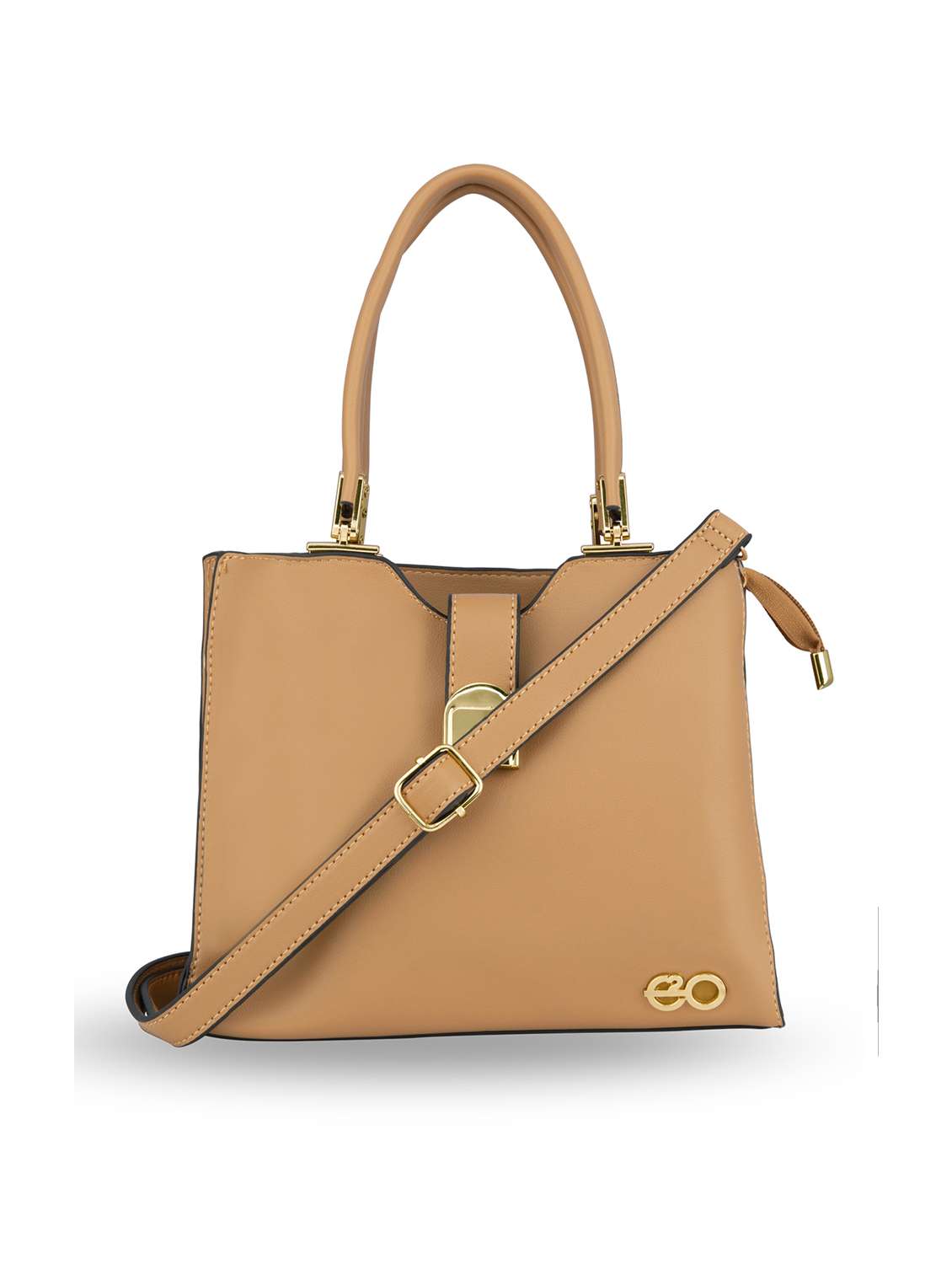 beige solid regular handbag