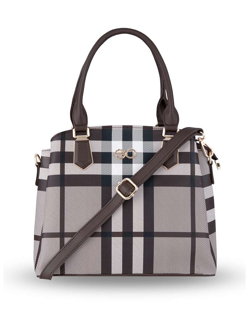 brown checkered regular handbag
