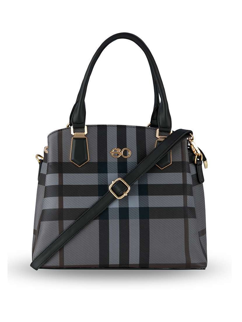 grey checkered regular handbag